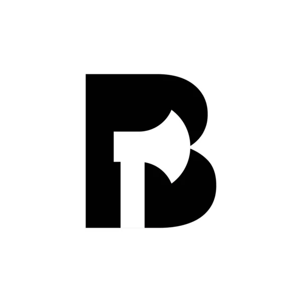 大写字母B与斧头初始标识概念模板向量设计隔离白色背景 — 图库矢量图片