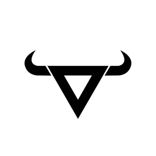 Abstrakcyjna Litera Trójkąt Byk Głowa Czarny Logo Izolowane Białe Tło — Wektor stockowy