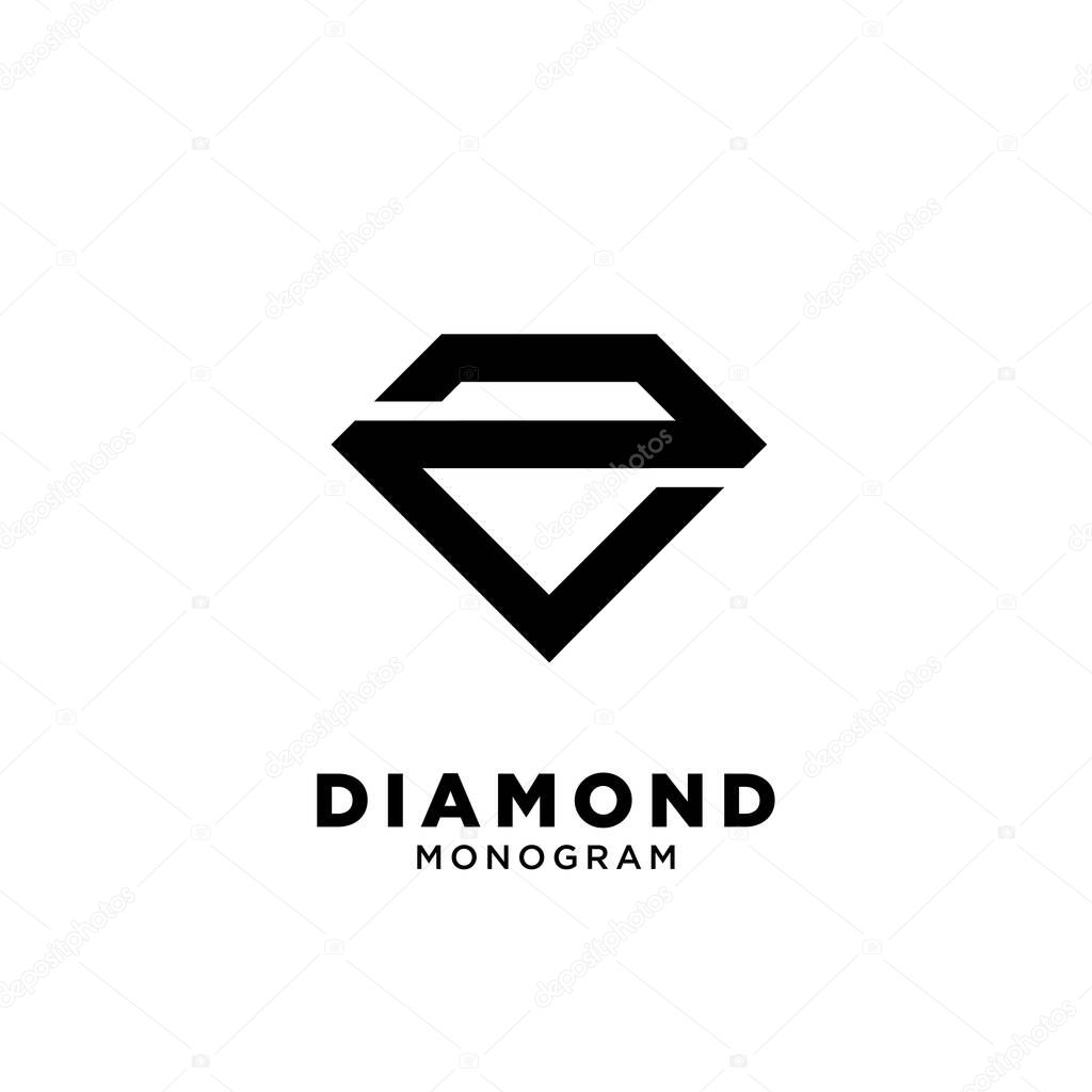 Letter Z diamond shape vector black logo icon design isolated white background