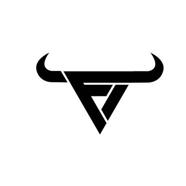 soyut harf F I üçgen boğa başlı siyah logo izole edilmiş beyaz arkaplan