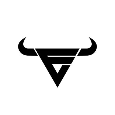 Soyut harf D üçgeni boğa başı siyah logo izole edilmiş beyaz arkaplan