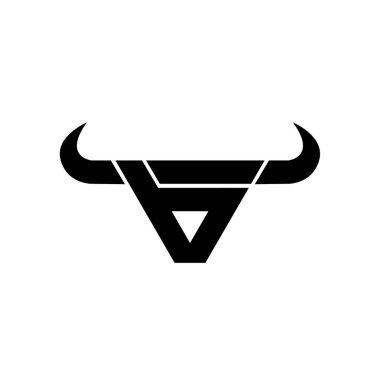 Soyut harf B üçgeni boğa başlı siyah logo izole edilmiş beyaz arkaplan