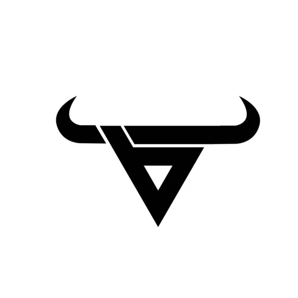 Abstrakcyjna Litera Trójkąt Byk Głowa Czarny Logo Izolowane Białe Tło — Wektor stockowy