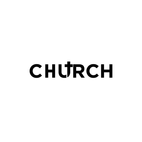 Église Lettre Initiale Logo Avec Icône Croix Illustration Simple Vecteur — Image vectorielle
