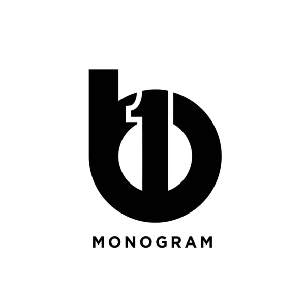Монограмма Заглавная Буква Один Начальный Вектор Черный Логотип Плоский Дизайн — стоковый вектор