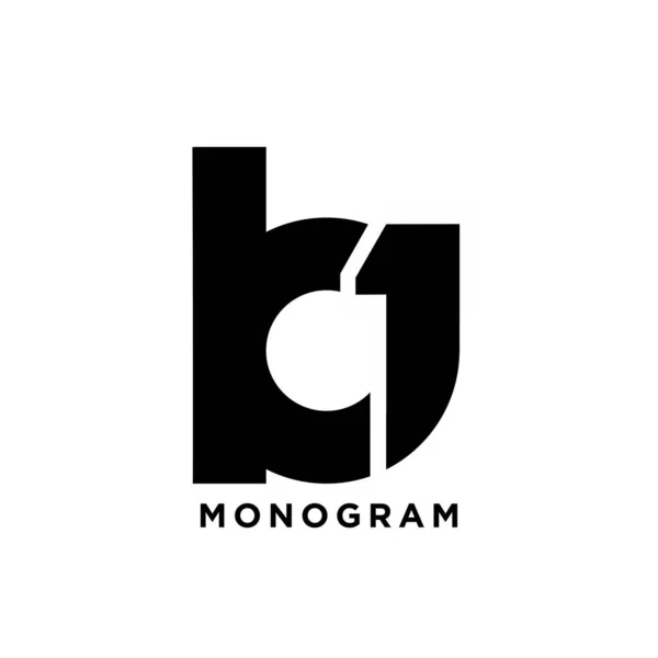 Monogram Stor Bokstav Initial Vektor Svart Logotyp Platt Design — Stock vektor
