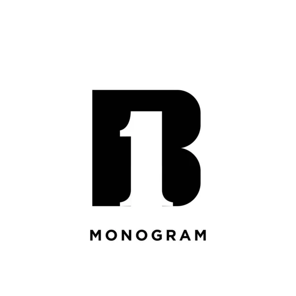Monogram Büyük Harf Ilk Vektör Siyah Logo Düz Tasarım — Stok Vektör