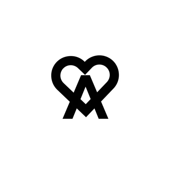 Simple Una Carta Amor Logo Negro Vector Icono Diseño Aislado — Vector de stock