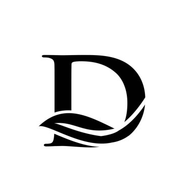 büyük harf D yaprak yazı tipi vektör logo tasarımı izole edilmiş beyaz arkaplan