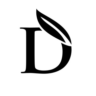 büyük harf D yaprak yazı tipi vektör logo tasarımı izole edilmiş beyaz arkaplan