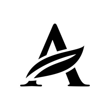 Büyük harf Bir yaprak yazı tipi vektör logosu tasarımı izole edilmiş beyaz arkaplan