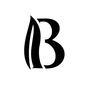 büyük harf B yaprağı yazı tipi vektör logo tasarımı izole edilmiş beyaz arkaplan