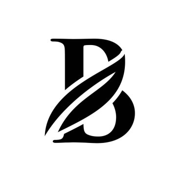 büyük harf B yaprağı yazı tipi vektör logo tasarımı izole edilmiş beyaz arkaplan