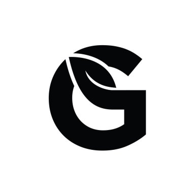 Büyük harf G yaprağı yazı tipi vektör logo tasarımı izole edilmiş beyaz arkaplan