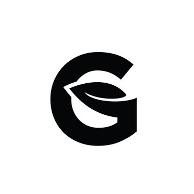 Büyük harf G yaprağı yazı tipi vektör logo tasarımı izole edilmiş beyaz arkaplan