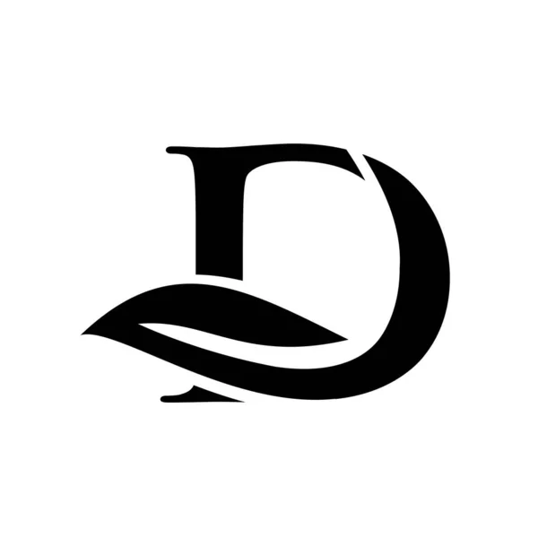 大文字D葉フォントベクトルロゴアイコンデザイン隔離された白い背景 — ストックベクタ