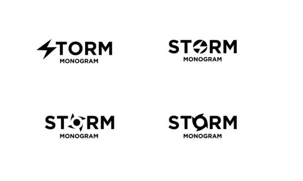 Set Samling Storm Med Första Bokstaven Vektor Logotyp Ikon Illustration — Stock vektor