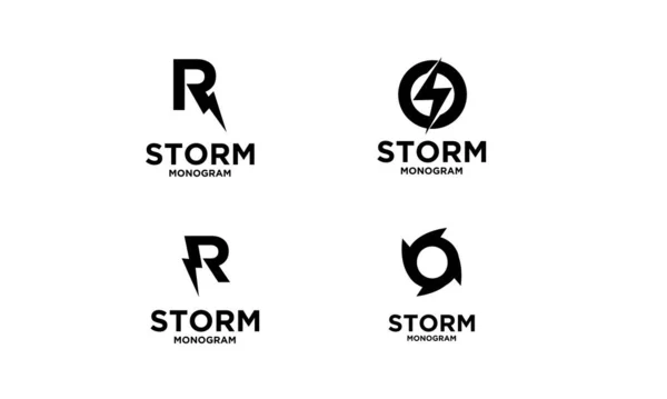 Set Samling Storm Med Första Bokstaven Vektor Logotyp Ikon Illustration — Stock vektor