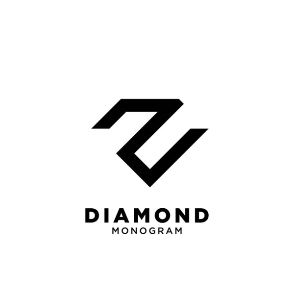 Buchstabe Diamant Form Vektor Schwarz Logo Symbol Design Isoliert Weißen — Stockvektor