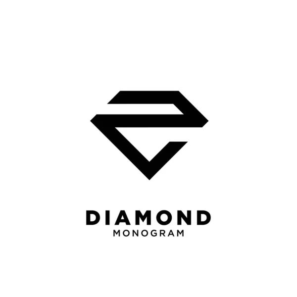 Letra Diamante Forma Vector Logotipo Negro Icono Diseño Aislado Fondo — Vector de stock