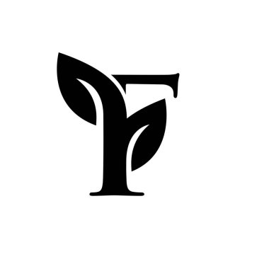 F yaprağı yazı tipi vektör logosu tasarımı izole edilmiş beyaz arkaplan