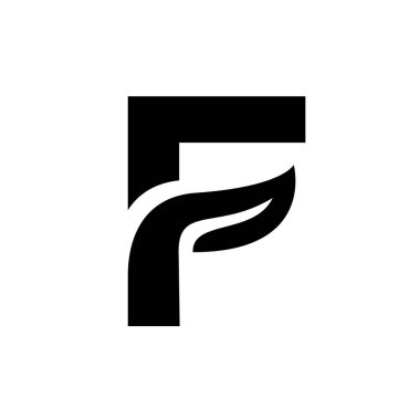 F yaprağı yazı tipi vektör logosu tasarımı izole edilmiş beyaz arkaplan