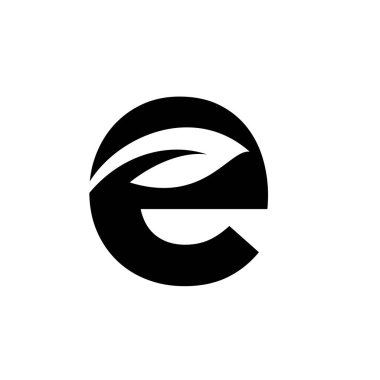 harf e yapraklı yazı tipi vektör logosu tasarımı izole edilmiş beyaz arkaplan