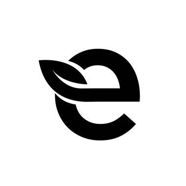 harf e yapraklı yazı tipi vektör logosu tasarımı izole edilmiş beyaz arkaplan