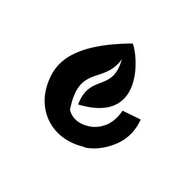 harf e yapraklı yazı tipi vektör logosu tasarımı izole edilmiş beyaz arkaplan