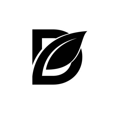 büyük harf D yaprak yazı tipi vektör logo tasarımı izole edilmiş beyaz arkaplan