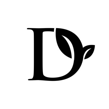 büyük harf D yaprak yazı tipi vektör logo tasarımı izole edilmiş beyaz arkaplan