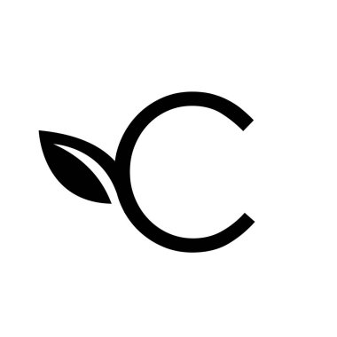 harf C yapraklı yazı tipi vektör logosu tasarımı izole edilmiş beyaz arkaplan