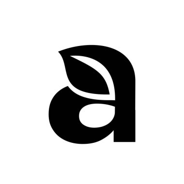 Harf Bir yaprak yazı tipi vektör logosu tasarımı izole edilmiş beyaz arkaplan