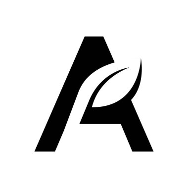 Büyük harf Bir yaprak yazı tipi vektör logosu tasarımı izole arkaplan