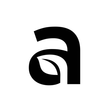 Harf Bir yaprak yazı tipi vektör logosu tasarımı izole edilmiş beyaz arkaplan