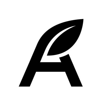 Büyük harf Bir yaprak yazı tipi vektör logosu tasarımı izole arkaplan