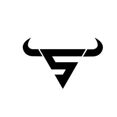 Soyut harf S üçgeni baş siyah logo izole edilmiş beyaz arkaplan