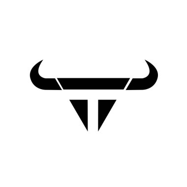 Soyut harf T üçgeni baş siyah logo izole edilmiş beyaz arkaplan