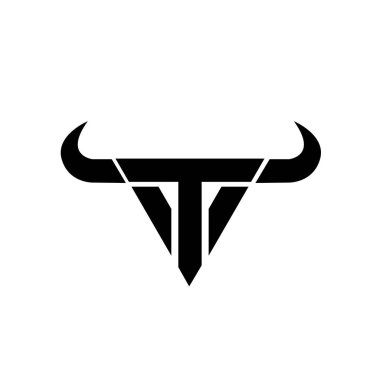Soyut harf T üçgeni baş siyah logo izole edilmiş beyaz arkaplan