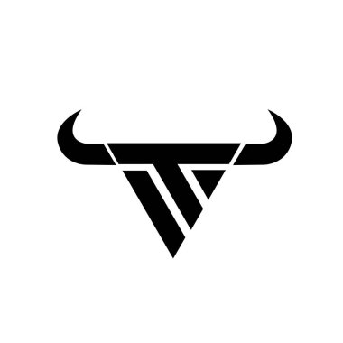 Soyut harf T üçgeni baş siyah logo izole edilmiş beyaz arkaplan