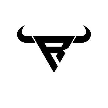 Soyut harf R üçgeni baş siyah logo izole edilmiş beyaz arkaplan