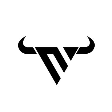 Soyut harf M üçgeni boğa başı siyah logo izole edilmiş beyaz arkaplan