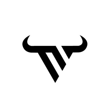 Soyut harf M üçgeni boğa başı siyah logo izole edilmiş beyaz arkaplan