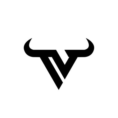 Soyut harf N üçgen boğa başı siyah logo izole edilmiş beyaz arkaplan