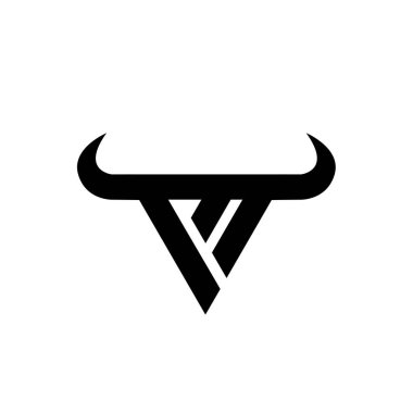 Soyut harf M üçgeni boğa başı siyah logo izole edilmiş beyaz arkaplan