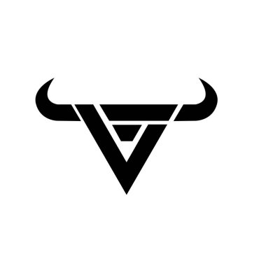 Soyut harf G üçgeni boğa başı siyah logo izole edilmiş beyaz arkaplan