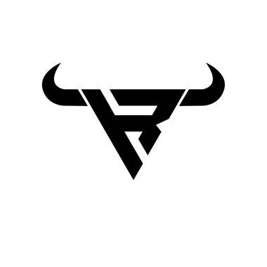 Soyut harf K üçgeni boğa başı siyah logo izole edilmiş beyaz arkaplan