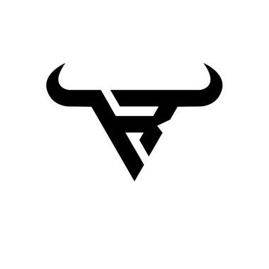 Soyut harf R üçgeni baş siyah logo izole edilmiş beyaz arkaplan