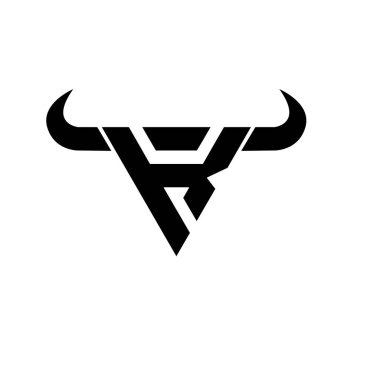 Soyut harf K üçgeni boğa başı siyah logo izole edilmiş beyaz arkaplan