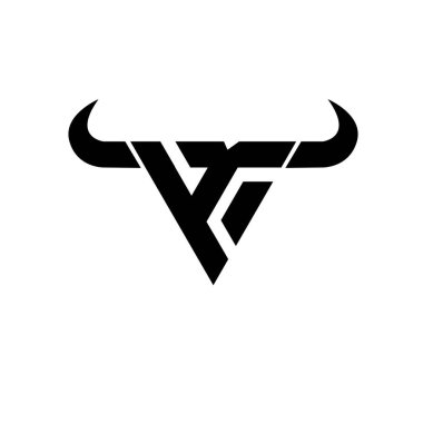 Soyut harf K üçgeni boğa başı siyah logo izole edilmiş beyaz arkaplan